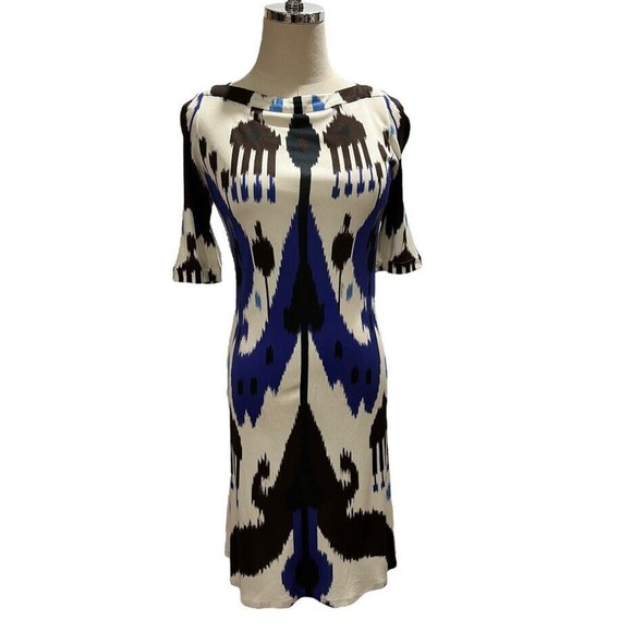 Gucci Designer Italy lkat Tribal Print Ink Blot Silk Dress Small/ US 4/ IT 40 - Picture 1 of 16